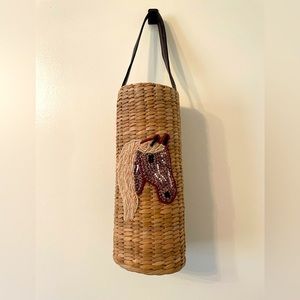 Beaded Horse Basket & Wine Carrier